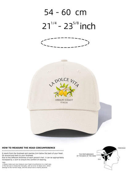1pc LA DOLCE VITA Print  Baseball Cap for Adults,  Minimalist Retro Style Casual Soft Adjustable Dad Hat, Perfect As Gift