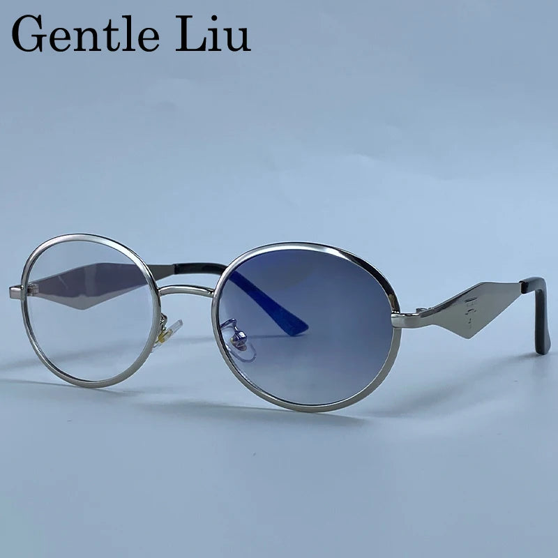Metal Frame Round Punk Photochromic Sunglasses Women 2026 Luxury Brand Designer Steampunk Oval Sun Glasses Outdoor Eyewear Shade
