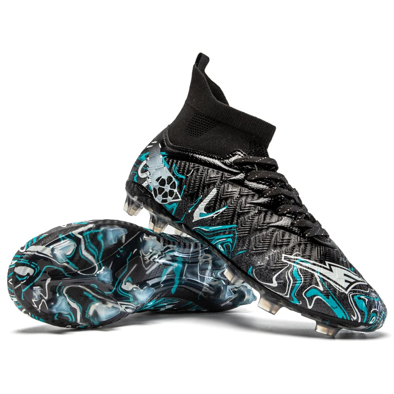 Chaussures de football pour hommes et femmes, crampons antidérapants pour terrain synthétique, baskets de futsal, chaussures de football à crampons pour terrain gazonné, support de cheville, pour l'extérieur