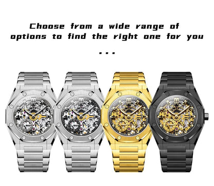OLEVS Watches Luxury Man High Quality Original Fully Skeleton Automatic Mechanical Watch Stainless Steel Men Watches Gifts Box