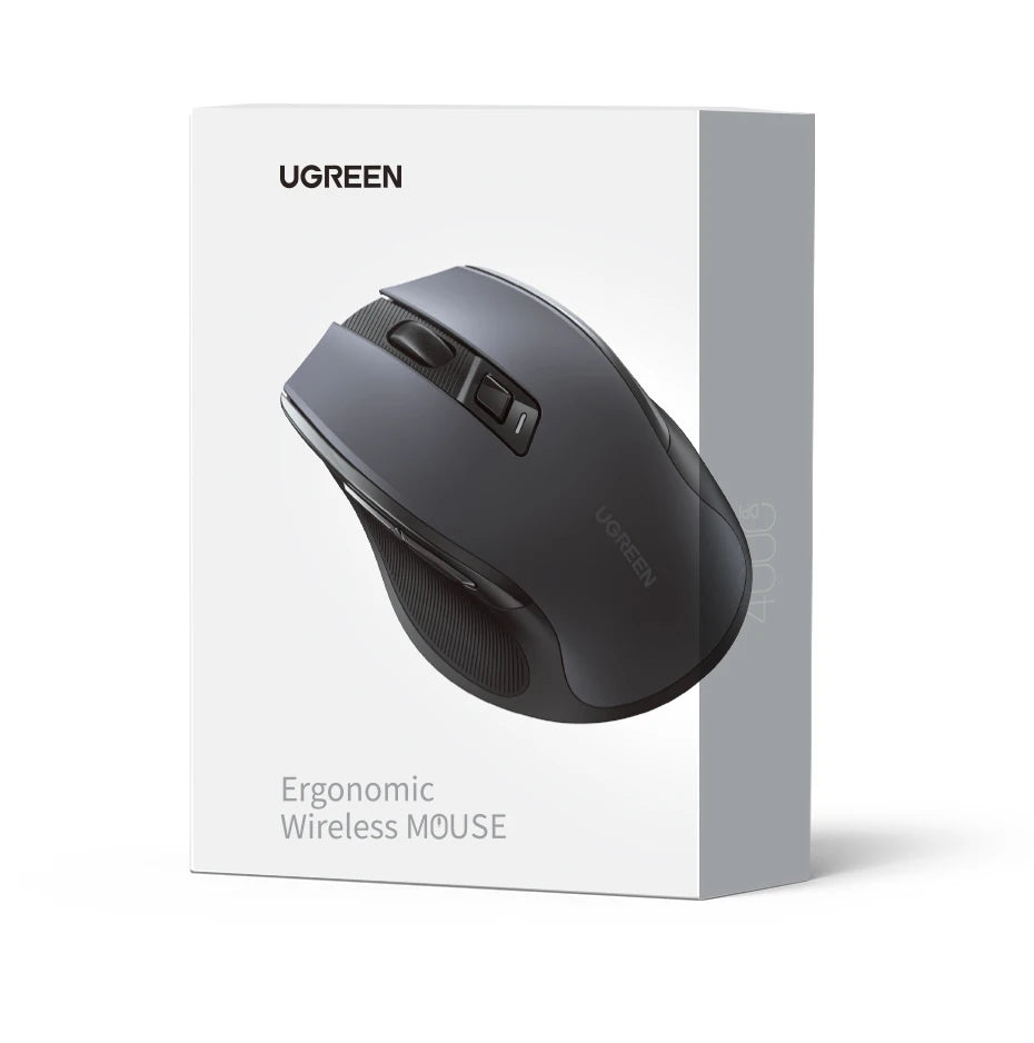 Bezdrátová myš UGREEN Bluetooth 5.0, ergonomická myš 4000 DPI se 6 tichými tlačítky pro MacBook, tablet, notebook, počítač PC, 2.4G myš