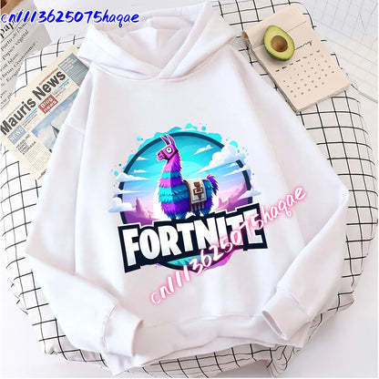 Nova dječja majica s kapuljačom Fortnites s printom crtanog lika iz igre, jesenska ležerna gornja odjeća za djecu, zimska odjeća za dječake