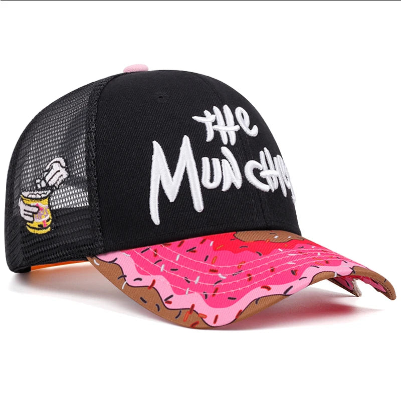 THE Donut Embroidered Breathable Cotton Mesh Hat Men's Baseball Hat Hip Hop Hat Outdoor Sports Leisure Hat Women's Sunshade Hat