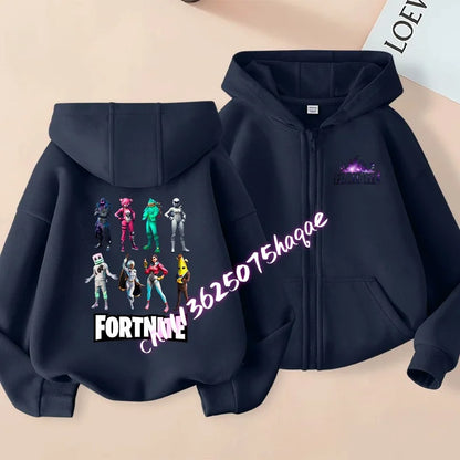 Nowa dziecięca bluza z kapturem Fortnites na zamek, kreskówkowa anime, casualowa i oddychająca kurtka dla chłopców, odzież dziecięca na wiosnę 2026