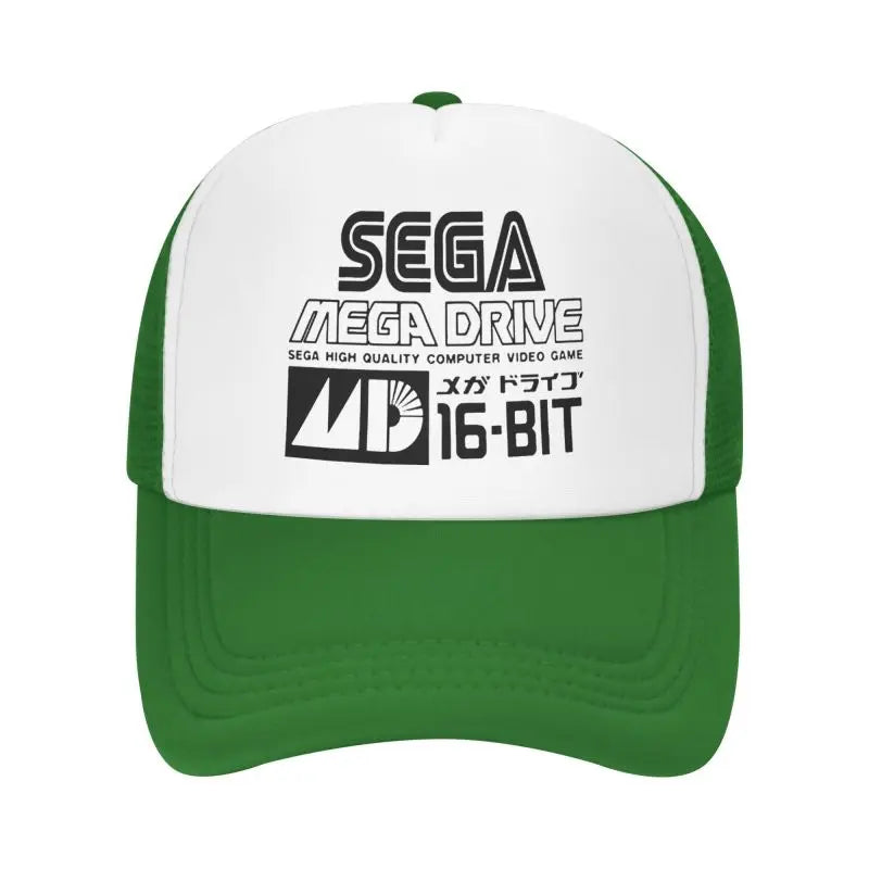 „Sega Mega Drive“ tinklelio beisbolo kepuraitė, unisex hiphopo snapback kepurė, vasarinė kvėpuojanti kepurė su snapeliu nuo saulės, reguliuojama trucker stiliaus kepurė