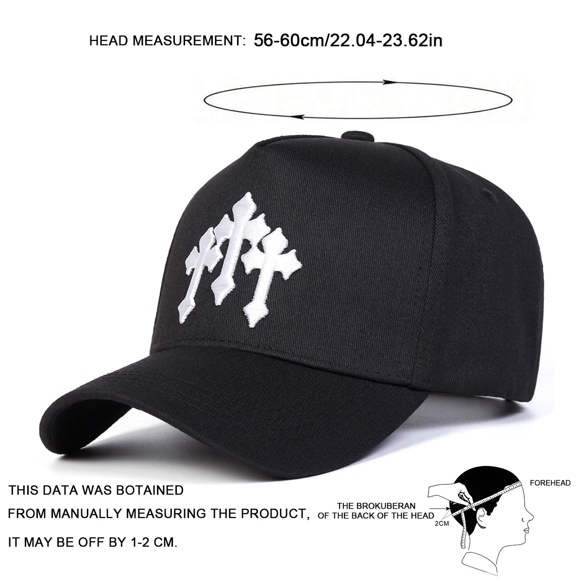 Unisex Cross Embroidery Baseball Caps Spring and Autumn Outdoor Adjustable Casual Hats Sunscreen Hat Sports Cap