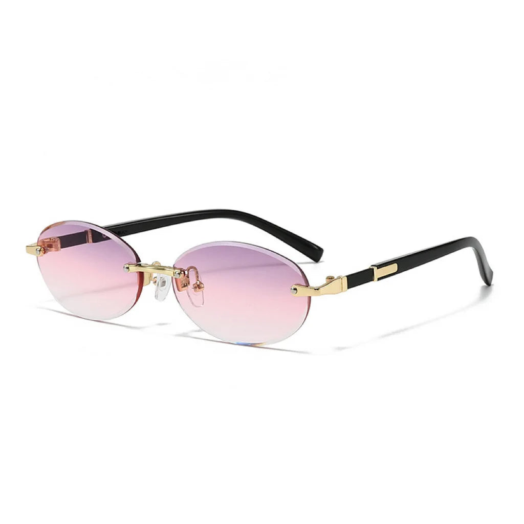 New Rimless Sunglasses Oval Fashion Popular Women Men Shades Small Ellipse Sun Glasses for Female Male Party Traveling Glasses