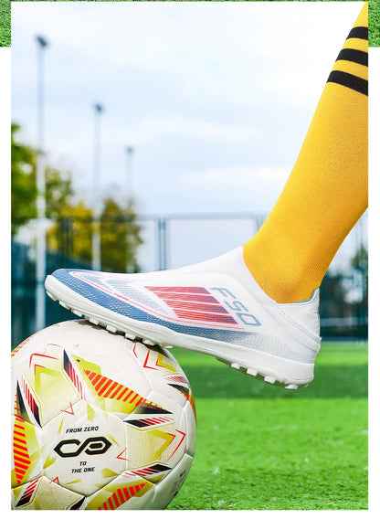 Men Soccer Shoes Training Football Boots Indoor Sneakers TF Long Spikes Match Futsal Ultralight Breathable Cleats Drop Shipping