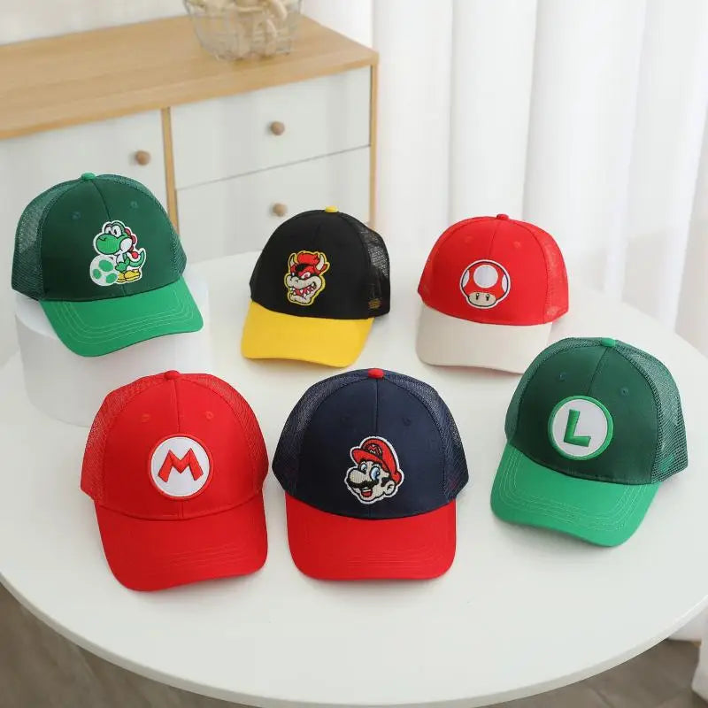 New Super Mushroom Peach Baseball Cap Creative High Color Cartoon Printed Boys and Girls anime merchandise Trendy birthday gifts