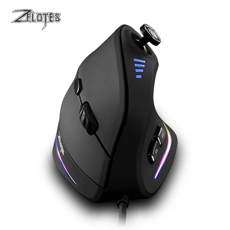 ZELOTES C-18 Κάθετο Ποντίκι 11 Πλήκτρων Οπτικό Ποντίκι RGB με Joysticks Προγραμματιζόμενα Laser Gaming Ποντίκια για PC Υπολογιστή Gamer