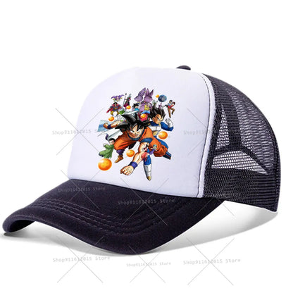 DragonsBall Baseball Cap Son Goku Summer Anime Cartoon Peak Cap Summer Boy Girl Mesh Hat  Children Sun Protection Sunhat