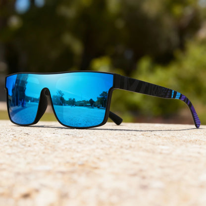 Classic Square Fashion Sports Sunglasses - Patterned Temples, Unisex for Cycling, Hiking, Travel - Perfect Gift