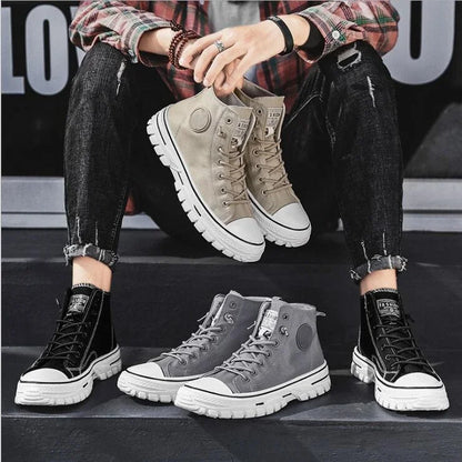 Pantofi din pânză pentru bărbați, pantofi sport casual înalți, respirabili, gri, pentru skateboarding, vulcanizați, adidași confortabili, nou