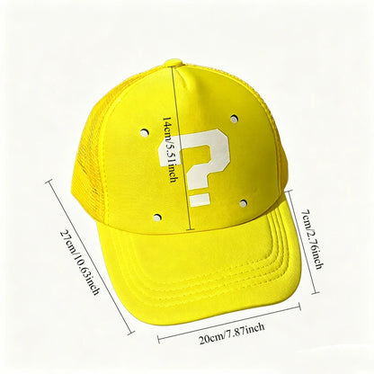Anime Cartoon Super Brothers Cosplay Baseball Hat Breathable Sun Protection Yellow Question Block Baseball  Sun Shading Cap