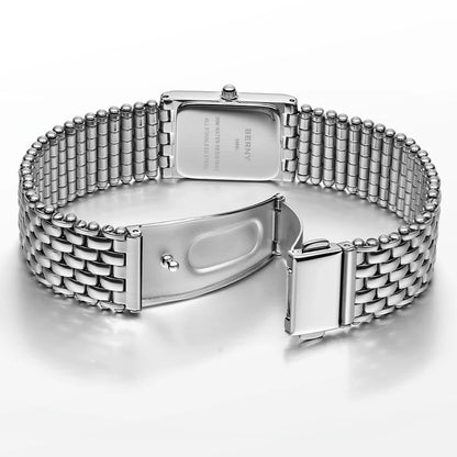 BERNY Square Watch for Women Quartz Ladies Wristwatches Stainless Steel Women Small Dial Watch Luxury Casual Fashion Watches