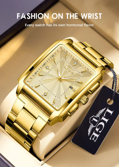 Relogio Masculino LIGE Fashion Military Watch Men Square Mens Watches Top Brand Luxury Waterproof Quartz Chronograph Wristwatch