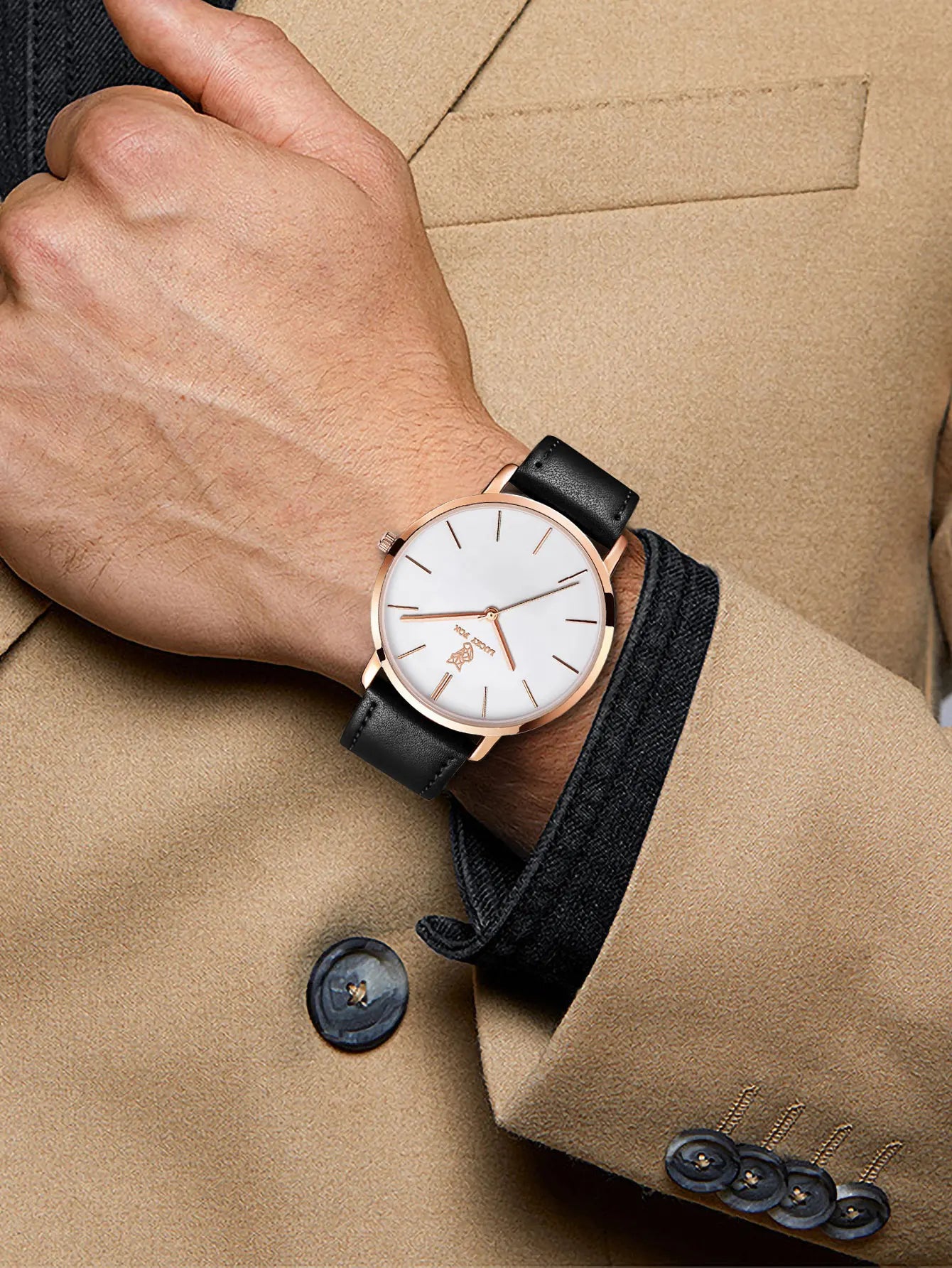 LUCKY FOX Classic Luxury Men Watch Simple Casual Men and Women Round Large Dial Quartz Watch Clock Gifts Men Reloj