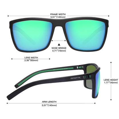 ZENOTTIC Polarized Sunglasses for Men Shades Lightweight TR90 Frame UV400 Protection Square Outdoor Trave Driving Sun Glasses