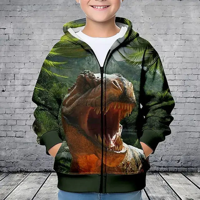 Hoodies Animal Dinosaurs 3D Printed Zipper Sweatshirts Boys Girls Sweatshirts Children Fashion Long Sleeve Oversized Hoodie Coat, Produit gaming premium Fraquane, produits de luxe