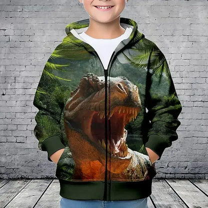 Hoodies Animal Dinosaurs 3D Printed Zipper Sweatshirts Boys Girls Sweatshirts Children Fashion Long Sleeve Oversized Hoodie Coat, Produit gaming premium Fraquane, produits de luxe