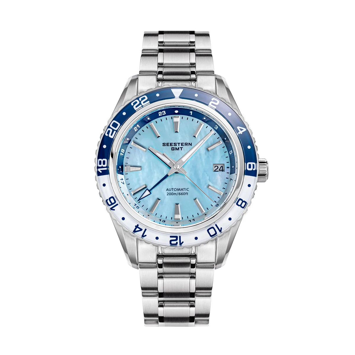 SEESTERN Men of Watch Office GMT Automatic NH34 Movement Sapphire Glass Bezel 20bar Waterproof Diver Mechanical Wristwatch S456