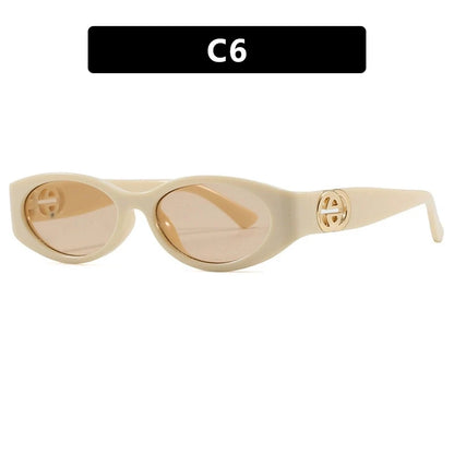 Stylish Small Oval Sunglasses For Women Trendy Design Decoration Fashion Sun Glasses Travelling Hiking Party Women's Shades