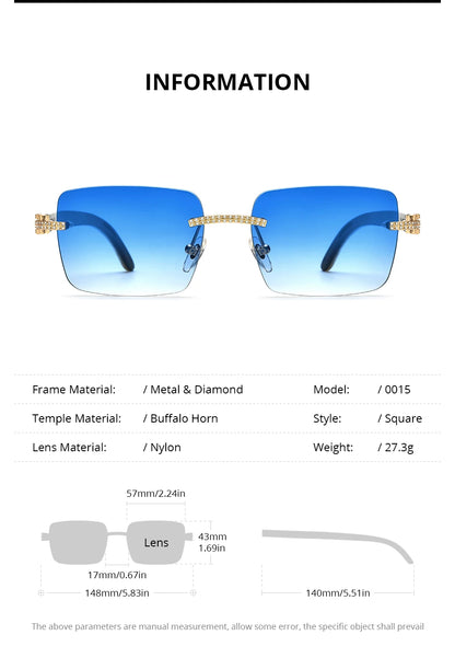 HEPIDEM Buffalo Horn Glasses Men Famous Brand Design Rimless Sunglasses Women Luxury Eyewear Horn-Rim Frameless Buffs Eyeglasses