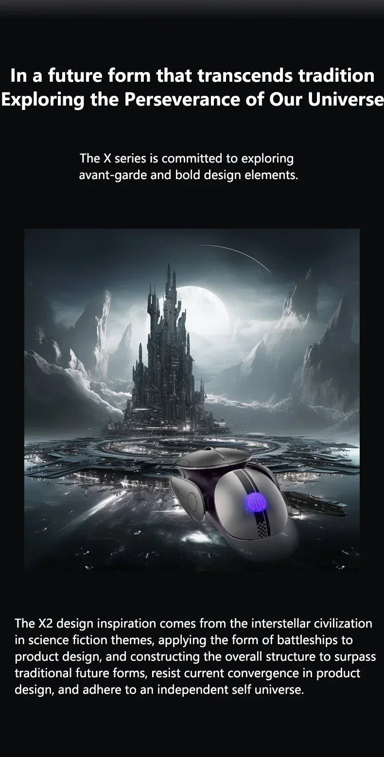 Inphic X2 trostruki način rada metalni Bluetooth bežični miš, tihi, punjivi, s e-sport pozadinskim osvjetljenjem, gaming dodatak za PC i prijenosna računala, poklon