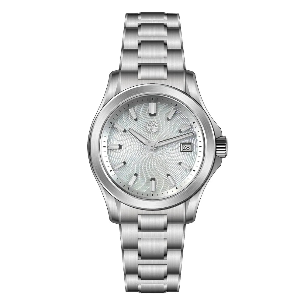 San Martin Official 39mm Guilloche MOP Dial Gada Watch Miyota 9015 Luxury Men's Automatic Mechanical Watches 10 ATM reloj SN0150