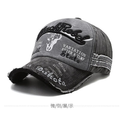 Vintage Embroidery Letter Bull Washed Baseball Cap, Retro Sun Hat for Men Women, Casual Hip Hop Peak Cap