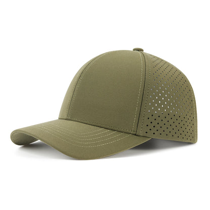 VOBOOM Men Quick Dry Baseball Cap Laser Cut Mesh Ball Curved Brim Snapback Hat Outdoor Running Travel Black Hat