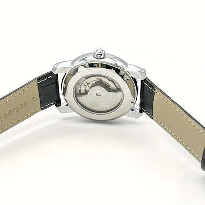 Men’s automatic mechanical watch – Elegant skeletonised design, trendy ‘business casual’ style, alloy case and leather strap, battery-free