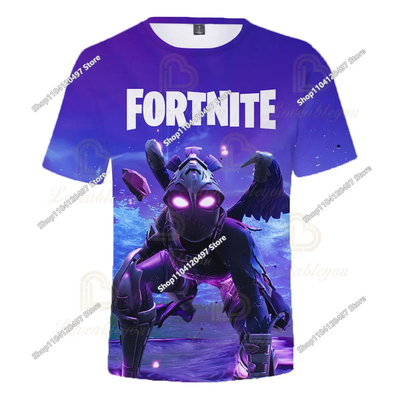 Zomer T-shirt voor kinderen, Battle Royale Fortnite Heldenoverwinning 3D, voor jongens en meisjes, babykleding