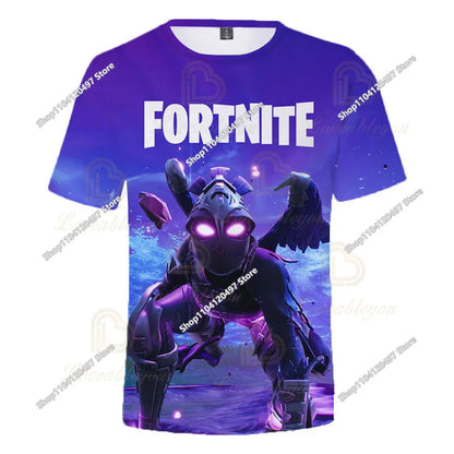 Zomer T-shirt voor kinderen, Battle Royale Fortnite Heldenoverwinning 3D, voor jongens en meisjes, babykleding