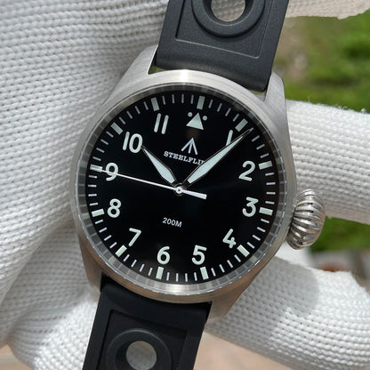 STEELFLIER Official SF743 Quartz Pilot VH31 Steel Strap Onion Crown 20Bar Waterproof Sapphire Crystal Luxury Dive Luminous Watch