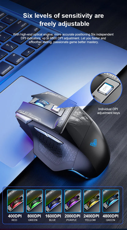 Mysz gamingowa AULA SC550 2.4G, bezprzewodowa mysz z makrami, podświetleniem RGB i ergonomiczną konstrukcją, mysz e-sportowa, akcesoria do PC