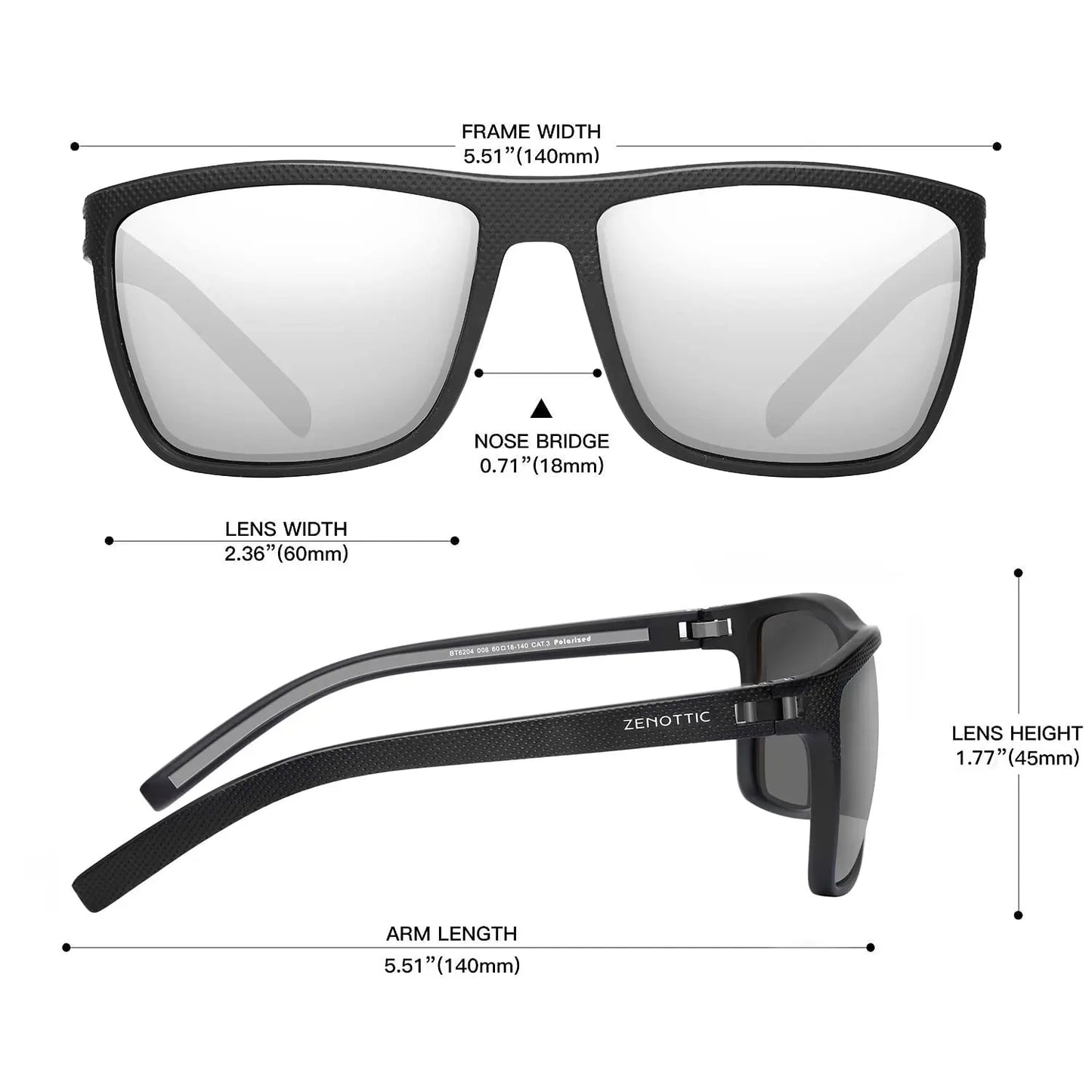 ZENOTTIC Polarized Sunglasses for Men Shades Lightweight TR90 Frame UV400 Protection Square Outdoor Trave Driving Sun Glasses