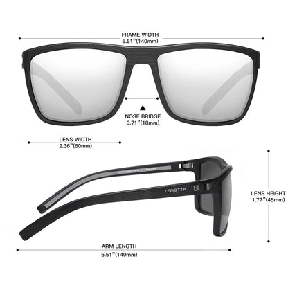 ZENOTTIC Polarized Sunglasses for Men Shades Lightweight TR90 Frame UV400 Protection Square Outdoor Trave Driving Sun Glasses