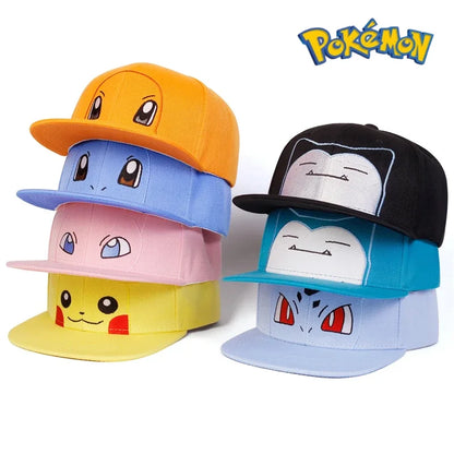 Anime  Pokemon Kawaii Characters Pikachu Squirtle Embroidery Baseball Cap Adjustable Cosplay Hip Hop Baseball Cap Cartoon Hats