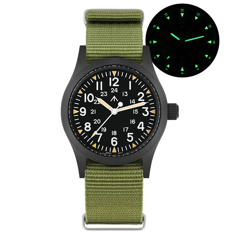 Militado ML05 38mm Men Watch VH31 Quartz Military Watches Domed Sapphire AR Coating 100m Waterproof Stainless Steel Wristwatch