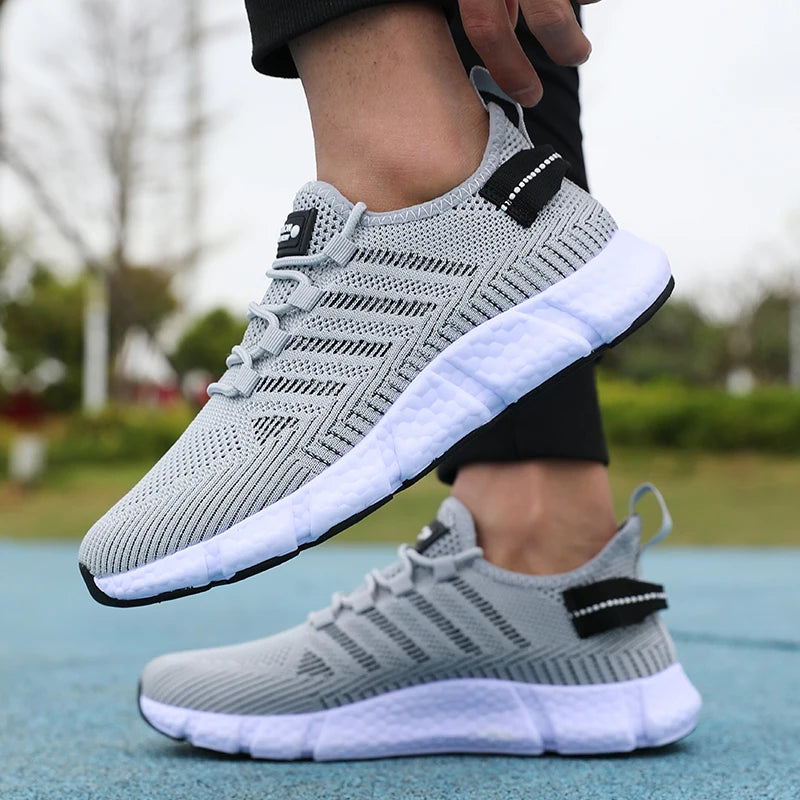 Chaussures de course légères pour hommes, baskets de marche tricotées en maille respirante, pour l'exercice en plein air, nouvelle collection été