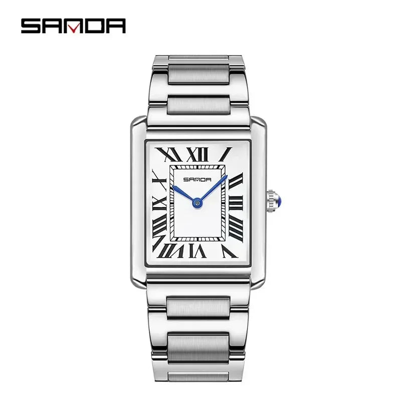 SANDA 9031/1108 Sport Casual Women Men Quartz Watches Reloj Luxury Couple Watch Resistant Leather Strap Square Dial Waterproof