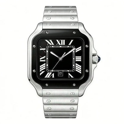 New Luxury Men's Quartz Watch Classic Retro Style Women's Watch Roman Numerals Date Display Stainless Steel Japanese Movement