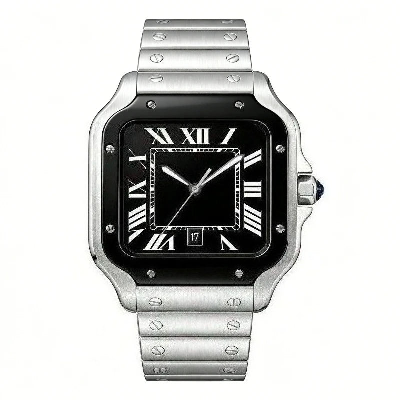 New Luxury Men's Quartz Watch Classic Retro Style Women's Watch Roman Numerals Date Display Stainless Steel Japanese Movement
