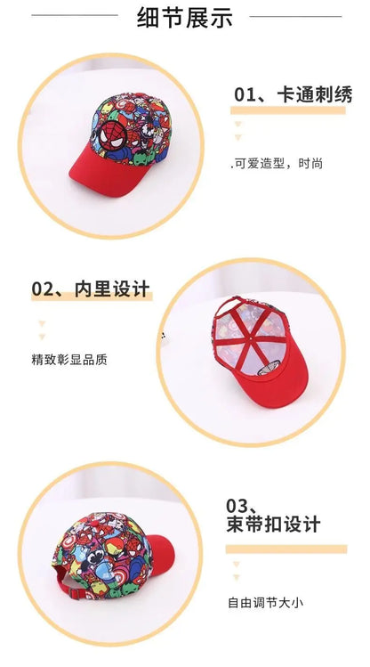 Anime Merchandise Spider-Man, Iron Man, Hulk, Captain America Cartoon Duckbill Hat Creative Fashion Baseball Cap Boys' Sun Hat