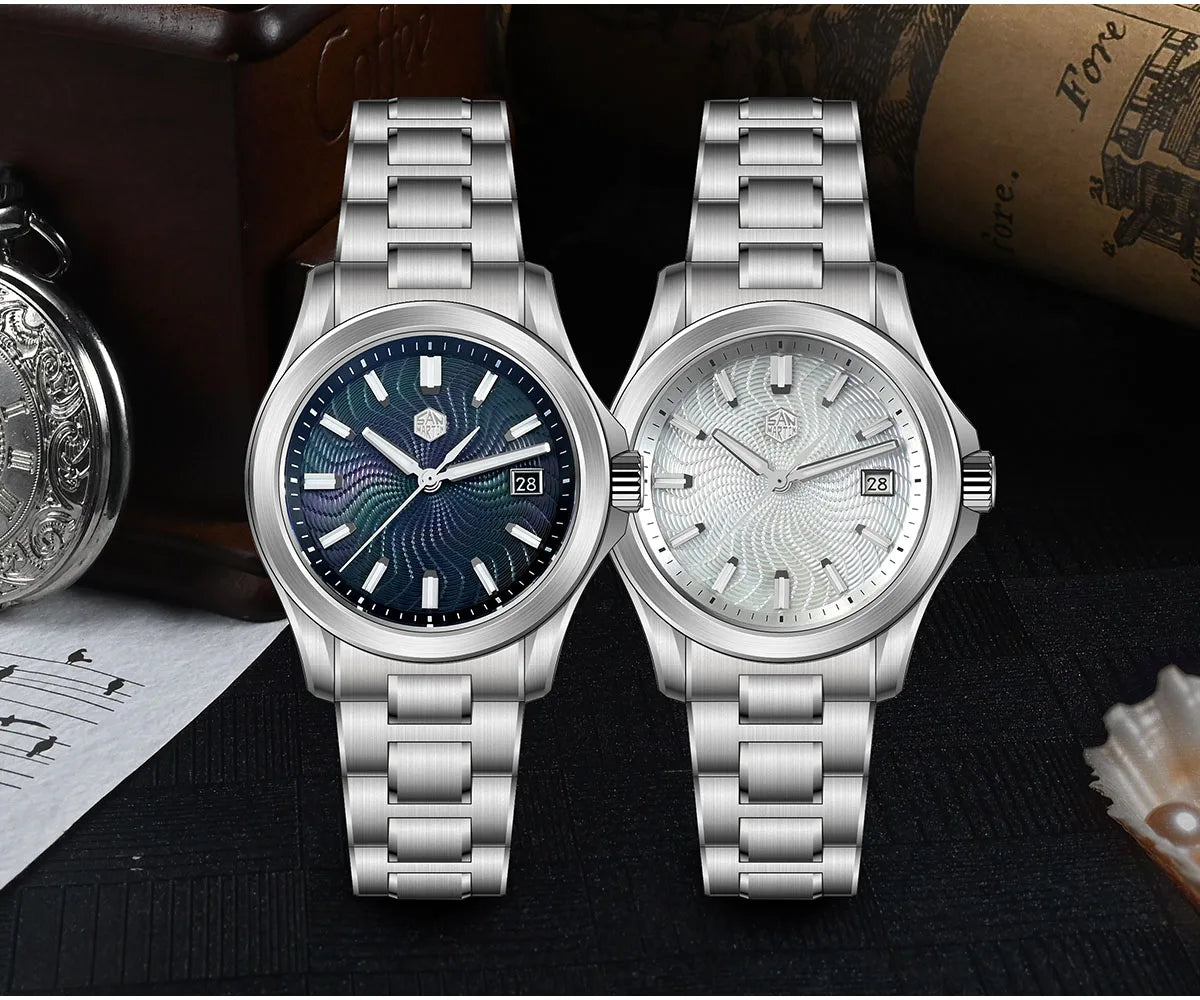 San Martin Official 39mm Guilloche MOP Dial Gada Watch Miyota 9015 Luxury Men's Automatic Mechanical Watches 10 ATM reloj SN0150