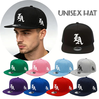 1pc "LA" Letters Print Snapback Cap-Adjustable,Funky Street Hip-Hop Style,Breathable Baseball Hat with Flat Brim for Men & Women