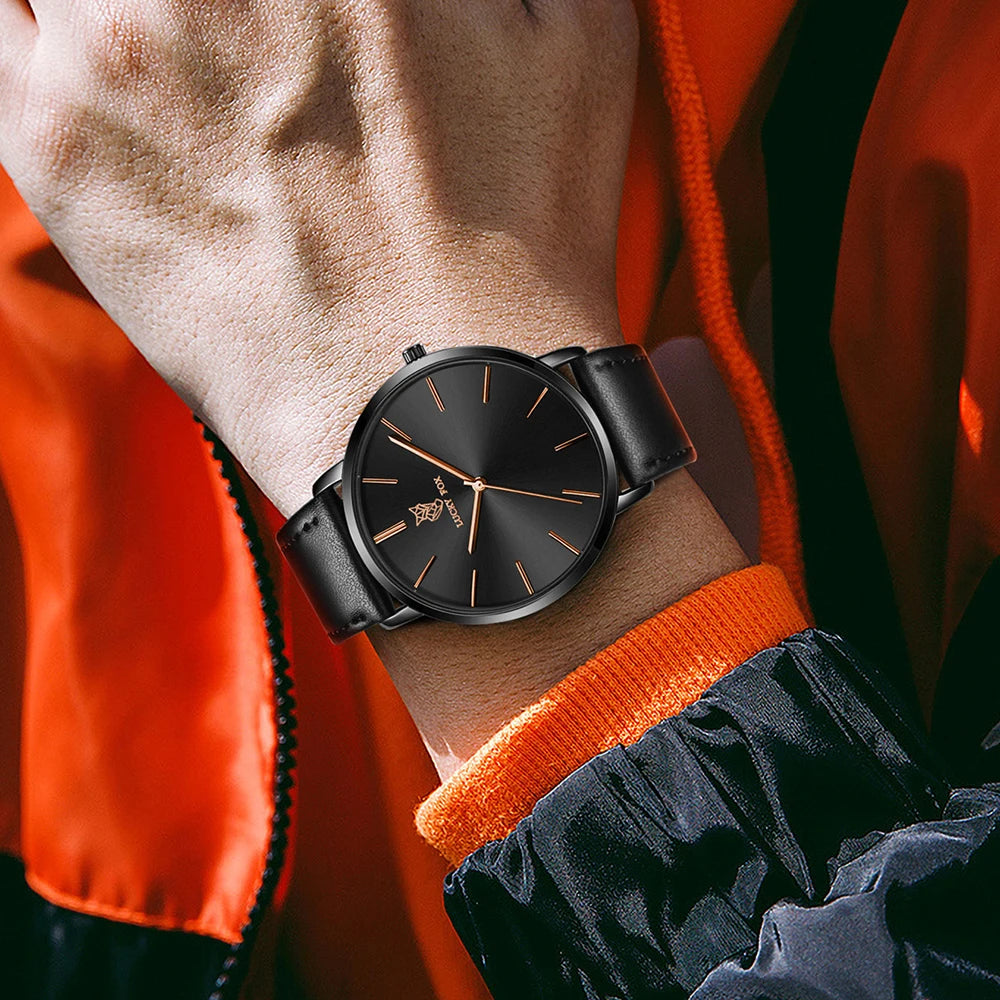 LUCKY FOX Classic Luxury Men Watch Simple Casual Men and Women Round Large Dial Quartz Watch Clock Gifts Men Reloj