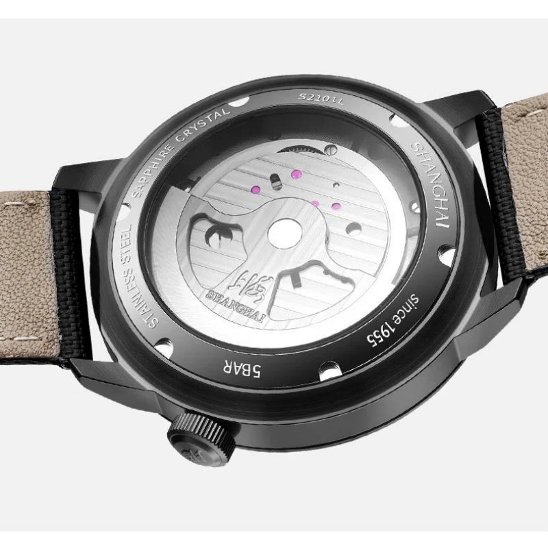 Shanghai Watch Sky Dome Men's Automatic Watches 42mm Center Flywheel Mechanical Wristwatch 5Bar Waterproof Watches Reloje S2101