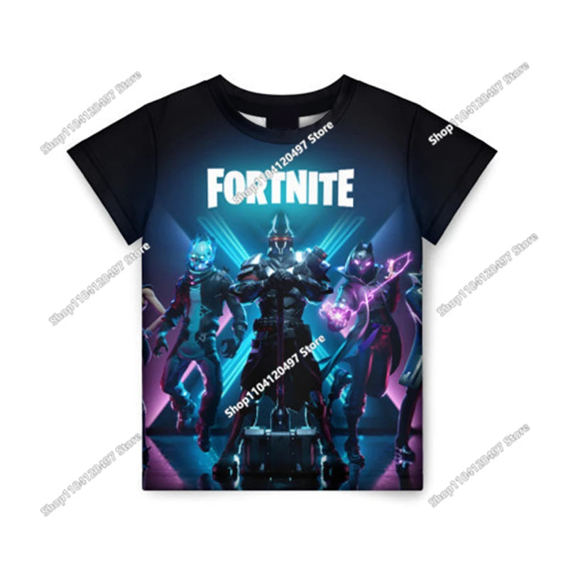 T-shirts Fortnite Anime para Menina, T-shirt Branca para Rapaz, T-shirts Cartoon para Bebé, Camisolas de Verão com Estampado Fofo, Tops de Disfarce